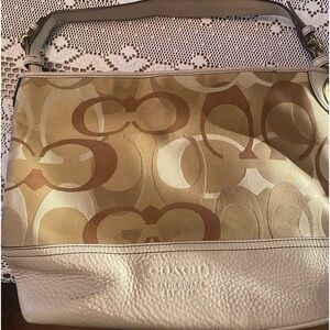 Coach Tan Monogram Fabric And Leather Shoulder Bag